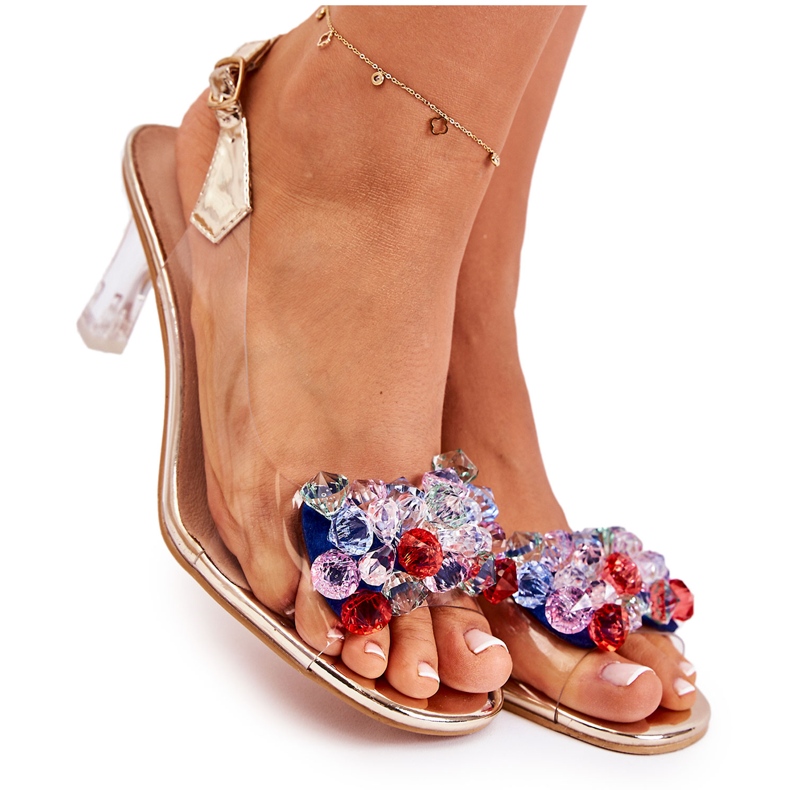 S.Barski Sandálias elegantes com cristais dourados Lanette multicolorido