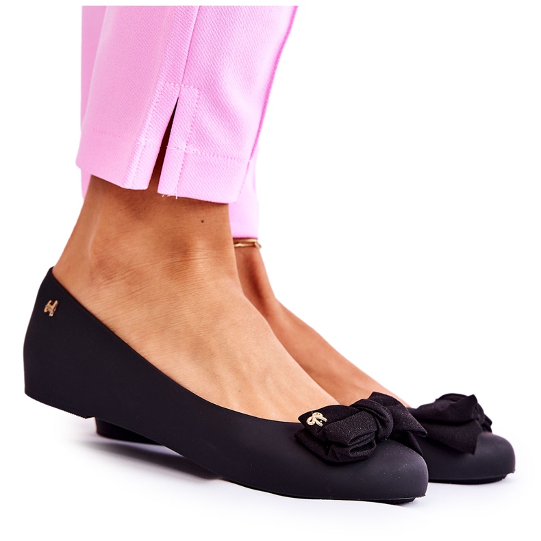 PH1 Bailarinas de borracha femininas laço preto Fergie