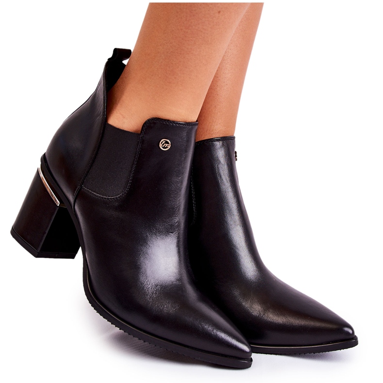 Botas de couro com salto alto Laura Messi 2506 preta preto