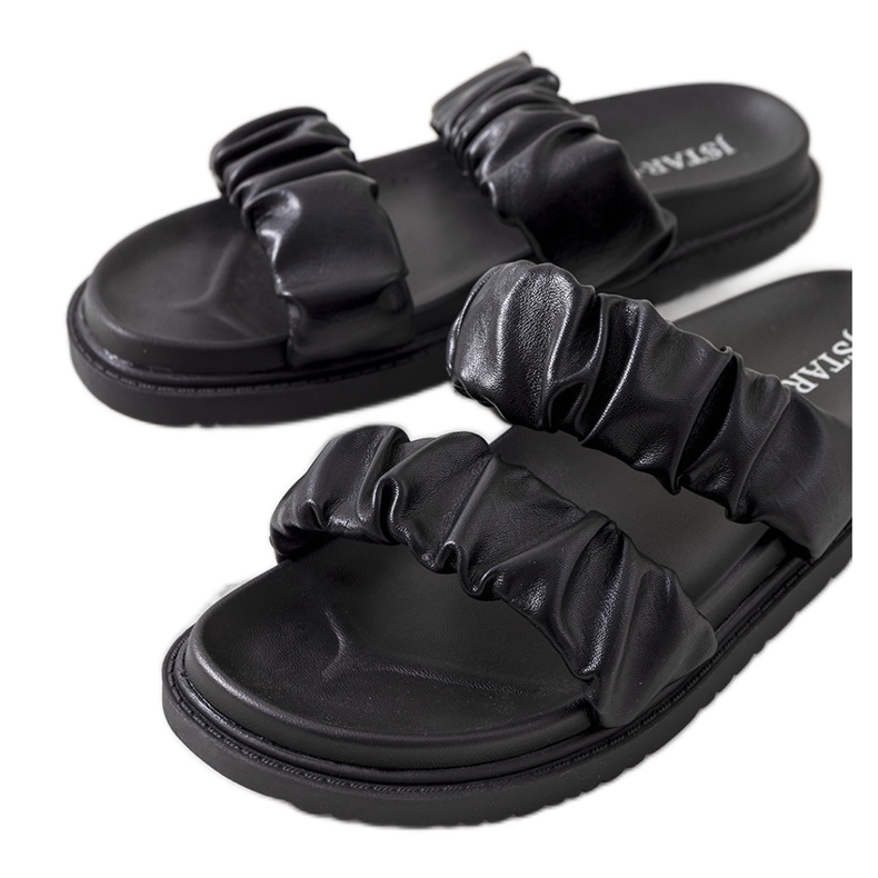 PA1 Chinelos de mulher negra do Buzaco preto