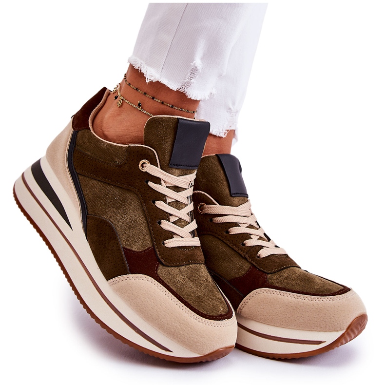 PS1 Tênis esportivo feminino de camurça verde-bege Elisse