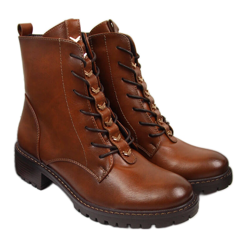 Botas femininas com ornamentos de camelo Vinceza castanho