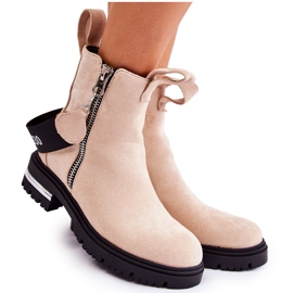 Botas quentes de mulher com fecho Bege Calvaro