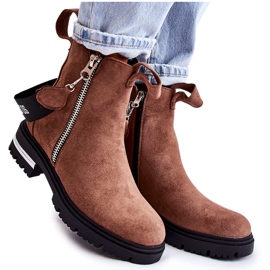 Botas quentes castanhas de mulher com fecho Calvaro marrom