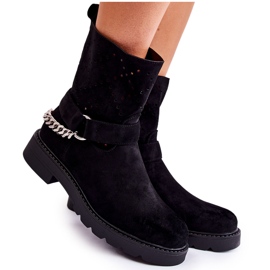 Bota a céu aberto com zíper com corrente Chantelle preta preto Bota a céu aberto com zíper com corrente Chantelle preta preto