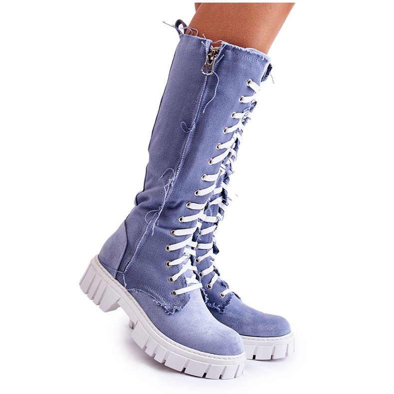 WS1 Botas de amarração alta Kayra Blue Trappers azul
