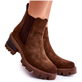 PS1 Botas quentes de mulher com fecho de correr em castanho Lenaris marrom cáqui