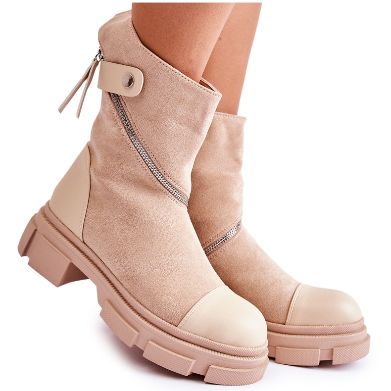 PS1 Botas femininas de camurça da moda Kandell bege