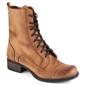 Botas de pele castanhas para mulher Dolce Pietro bege marrom