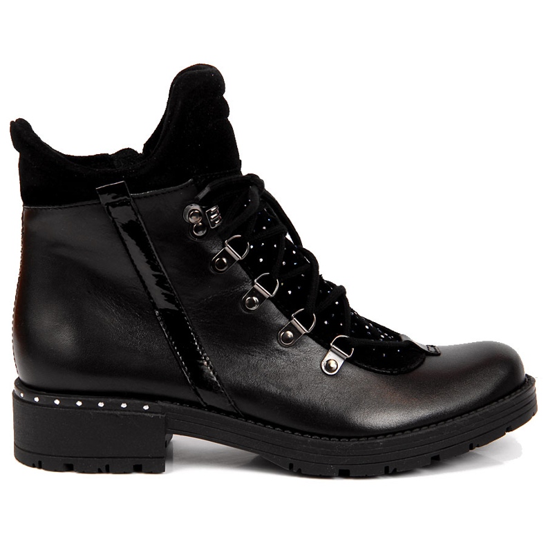 Botas femininas de couro Dolce Pietro pretas com zircônias cúbicas preto