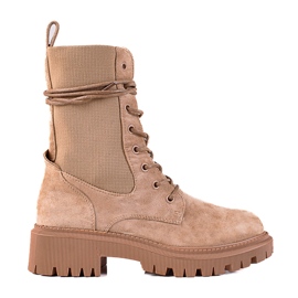 SHELOVET Trabalhadores com atacadores de camurça bege marrom