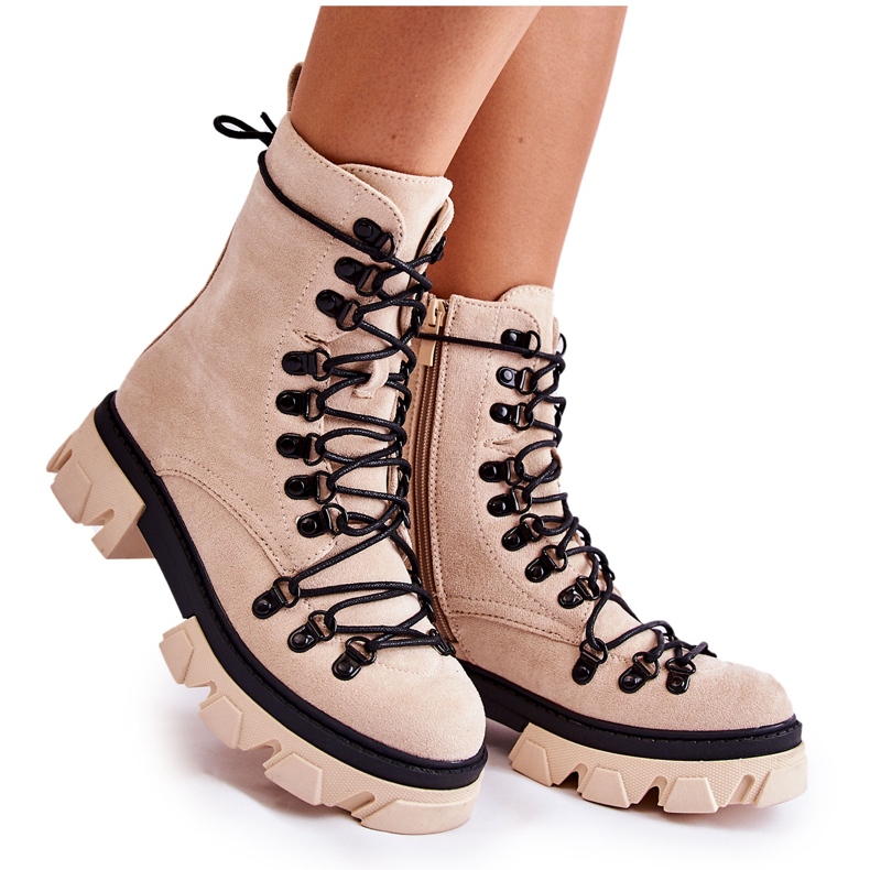 PS1 Botas de Camurça Quentes Trabalhadores Amarrados Bege Pierro PS1 Botas de Camurça Quentes Trabalhadores Amarrados Bege Pierro
