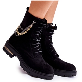 Botas quentes de camurça preta Sorita com corrente preto