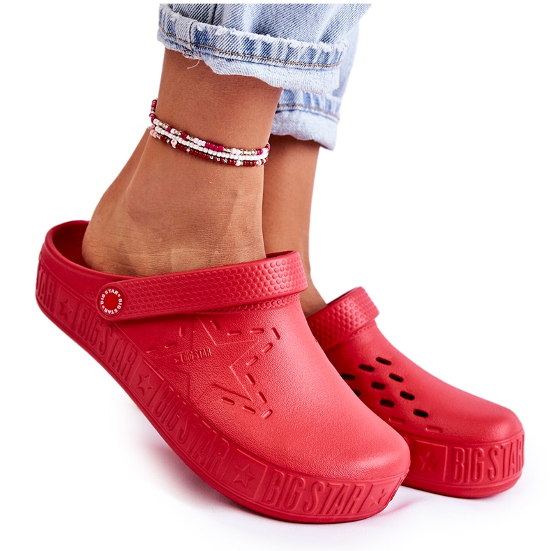 Chinelos leves femininos Kroks Big Star II275004 Vermelho