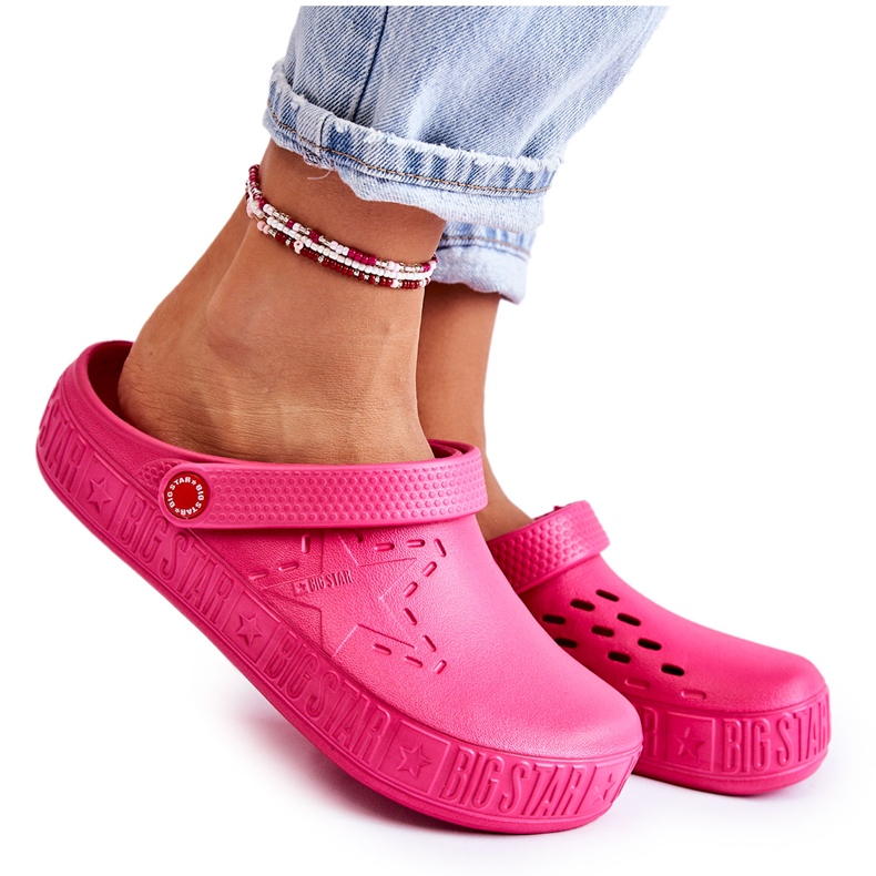 Chinelos leves femininos Kroks Big Star II275007 Fuchsia rosa