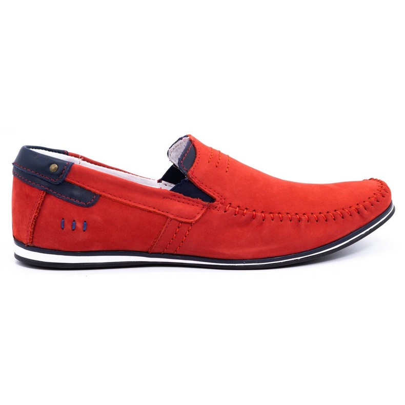 KOMODO Mocassins de couro masculino 876 vermelho