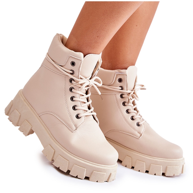 Botas Femininas Botas Flavin Bege Claro Quente