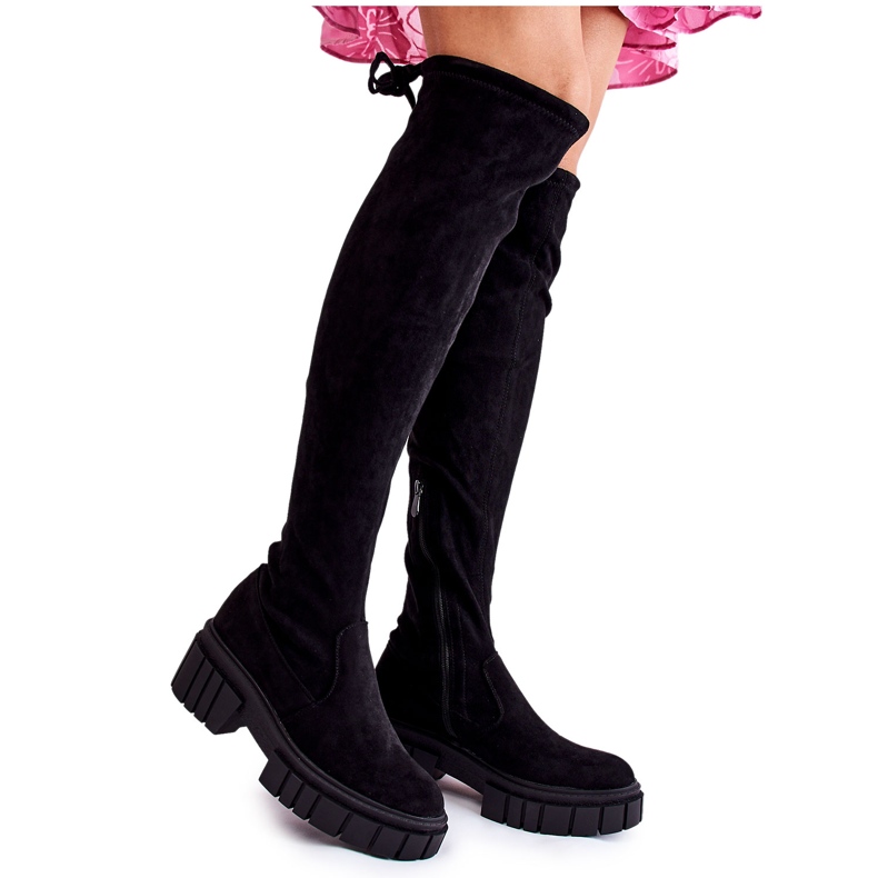 Botas Femininas de Camurça Preto Cheera
