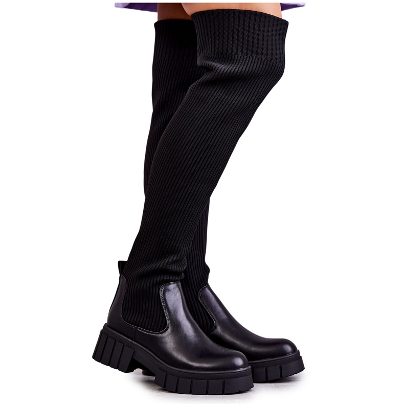 PS1 Trabalhadores de botas altas femininas pretas Austin preto