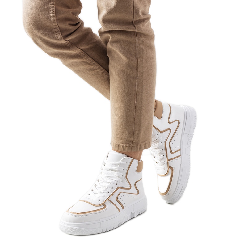 Tênis de tornozelo rosa branco bege