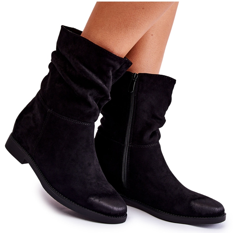 PG1 Botas femininas de camurça preta Venis preto