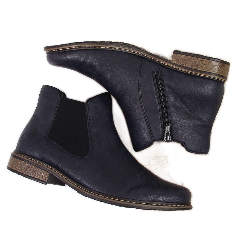 Botas quentes Chelsea de mulher, azul marinho Rieker Z4994-14 preto