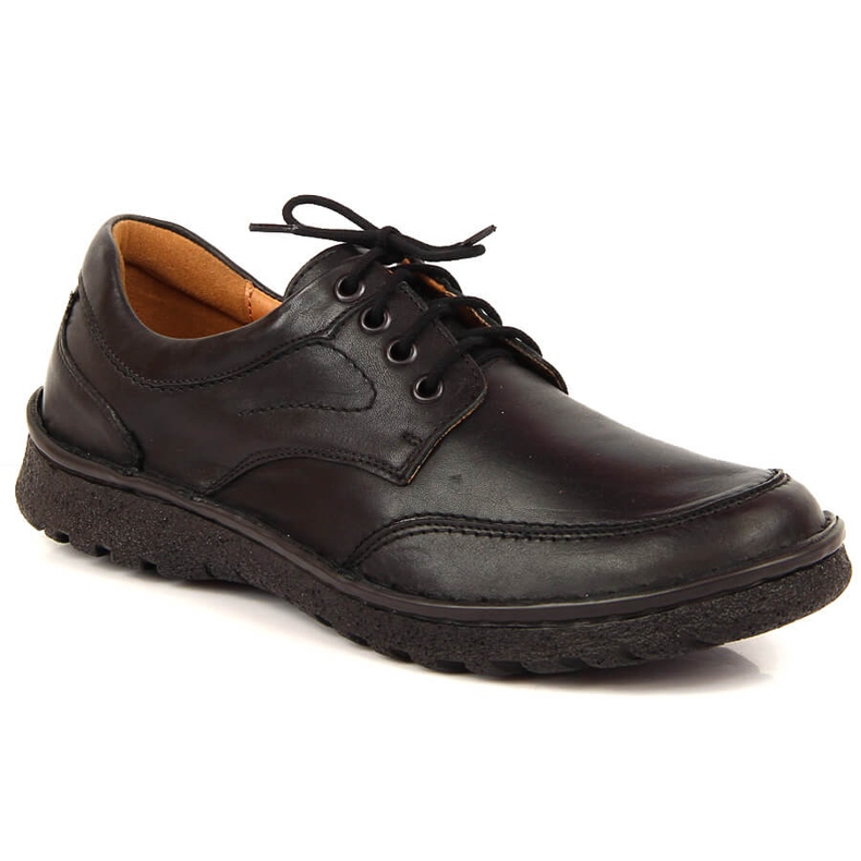 Sapatos de couro preto para homem Łukbut 947