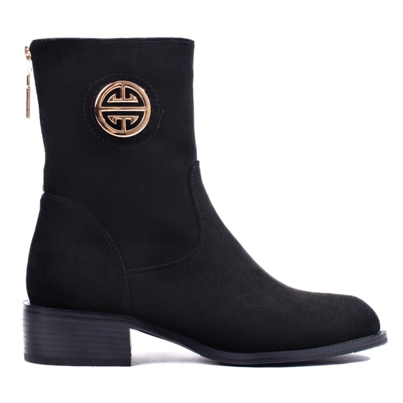 Botas altas femininas de camurça preta preto