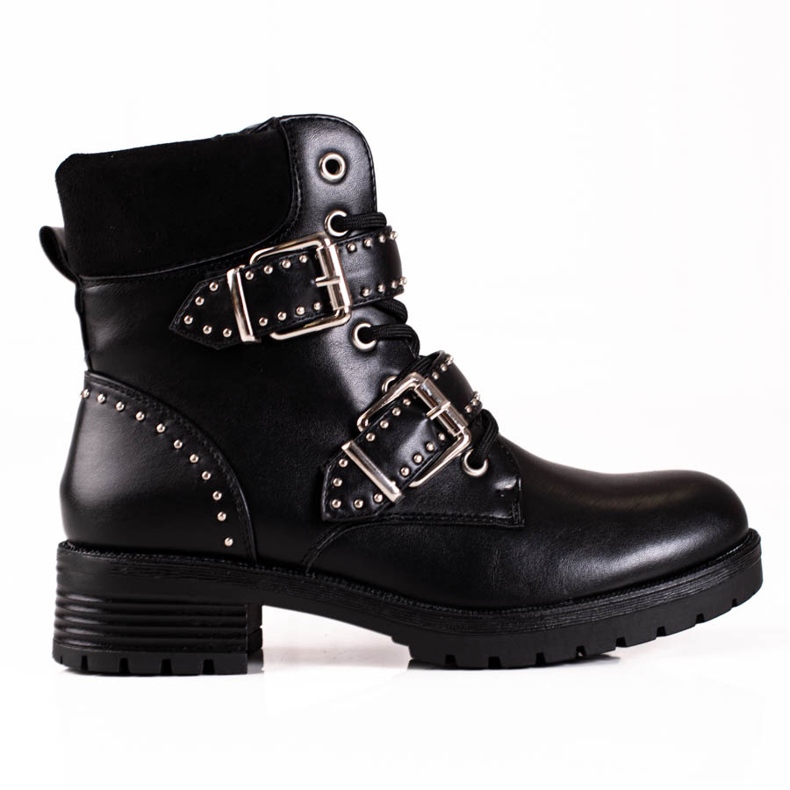 Shelovet Women's Low Workers em estilo rock preto