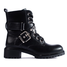 Botas de trabalho femininas Shelovet com cinto decorativo preto