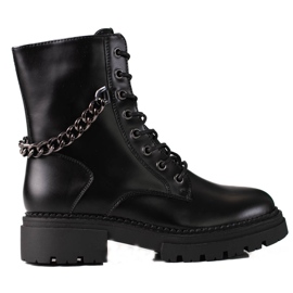 Malas pretas de senhora com corrente Shelovet numa plataforma grossa preto