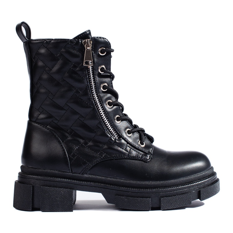 Shelovet botas de trabalho pretas com atacadores para mulher preto Shelovet botas de trabalho pretas com atacadores para mulher preto