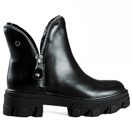 Botas femininas Shelovet pretas com zíper fechado preto