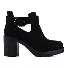 Botas de mulher Shelovet pretas com fivela decorativa preto Botas de mulher Shelovet pretas com fivela decorativa preto