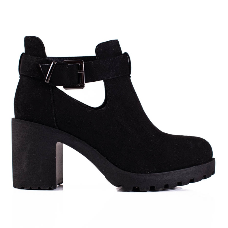 Botas de mulher Shelovet pretas com fivela decorativa preto