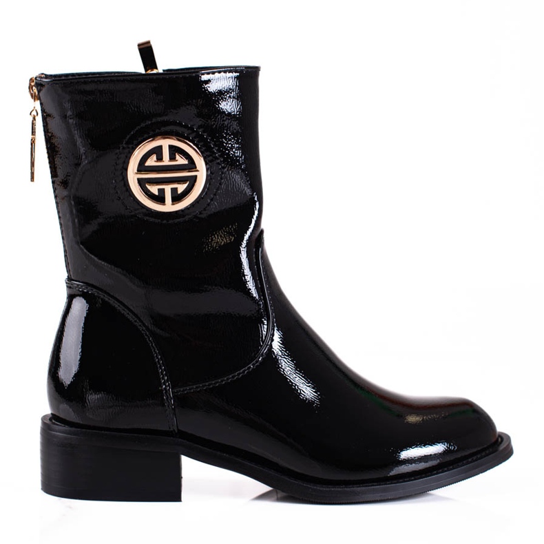Bota cano alto lacado Shelovet preto