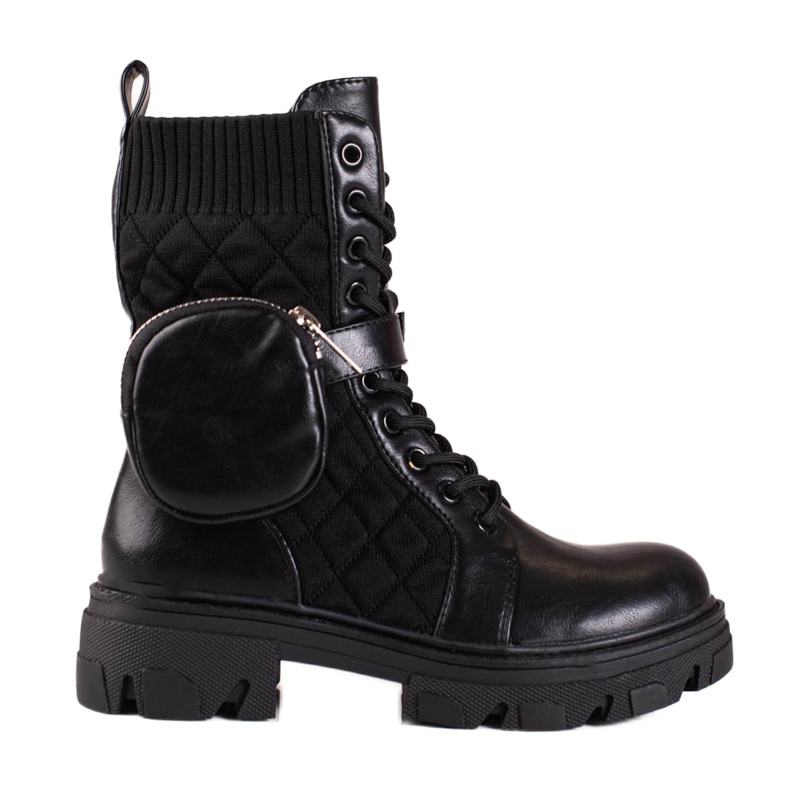 SHELOVET Bolsas femininas Black Shelvet com bolso de velcro preto