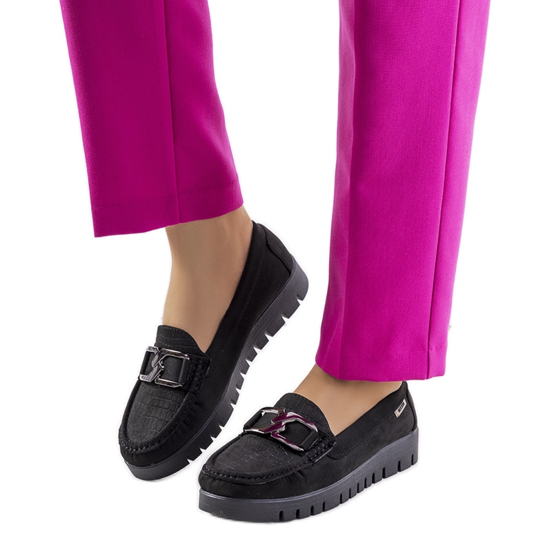 Mocassins pretos na plataforma Campini
