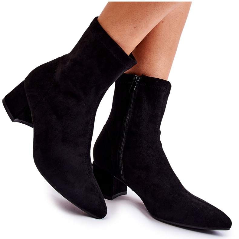 WD1 Botas altas femininas de camurça preta Gloriss preto