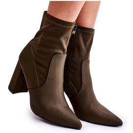 Botas de salto alto de material feminino Khaki Amile castanho