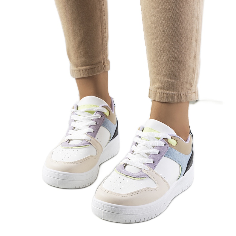 Tênis feminino branco e roxo Lins bege tolet