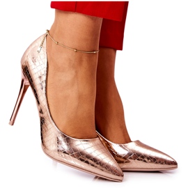 WS1 Padrão de cobra alfinetes rosa ouro tecido dourado