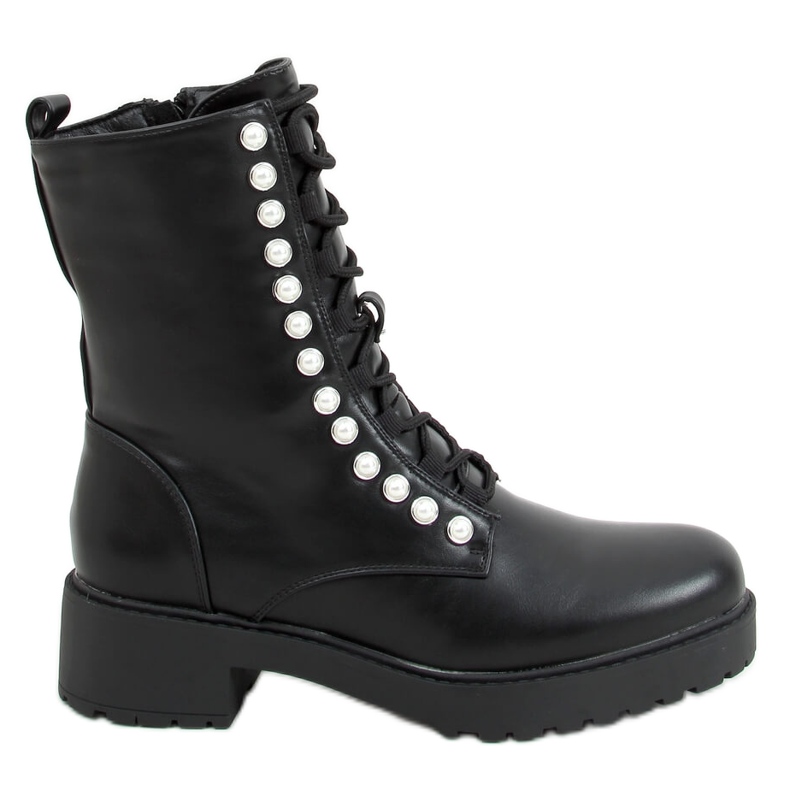 Botas militares com pérolas Odrey Black preto