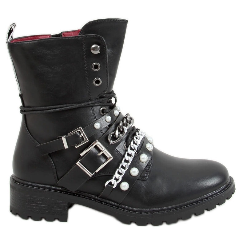 Botas militares com corrente Luba Black preto