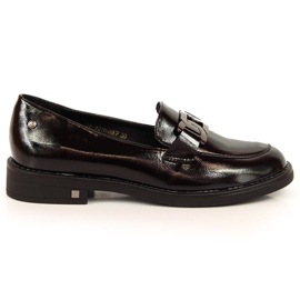 Mocassim feminino envernizado preto Potocki