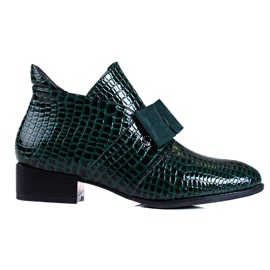 W. Potocki Bota baixa de mulher Potocki com salto plano verde