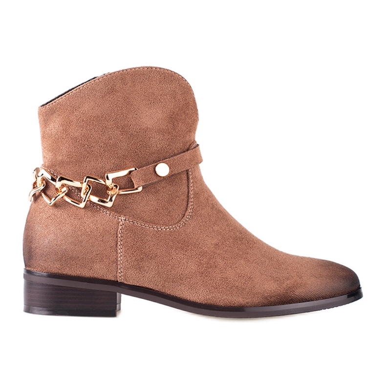 W. Potocki Botas femininas Potocki, botas de cowboy com corrente castanho