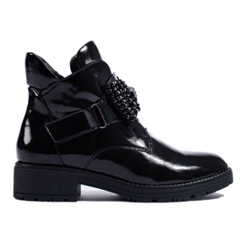 Botas lacadas a preto com velcro W. Potocki