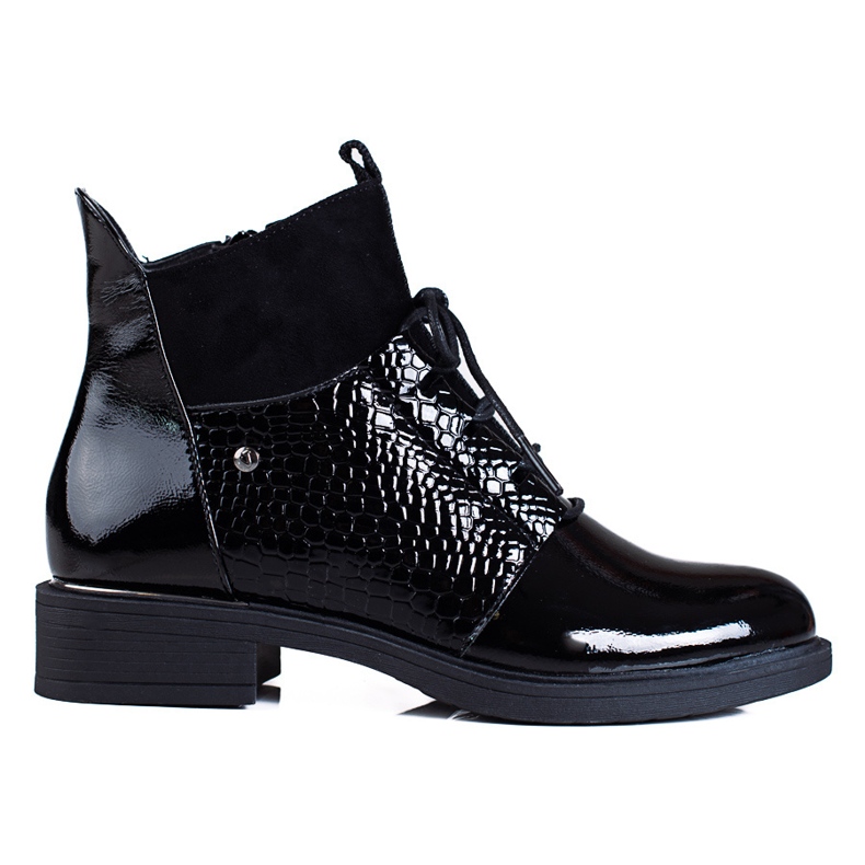 Botas de mulher Vinceza com atacadores e salto plano preto