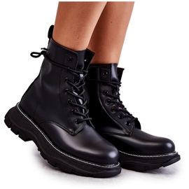 FD1 Botas de couro elegantes pretas casso preto